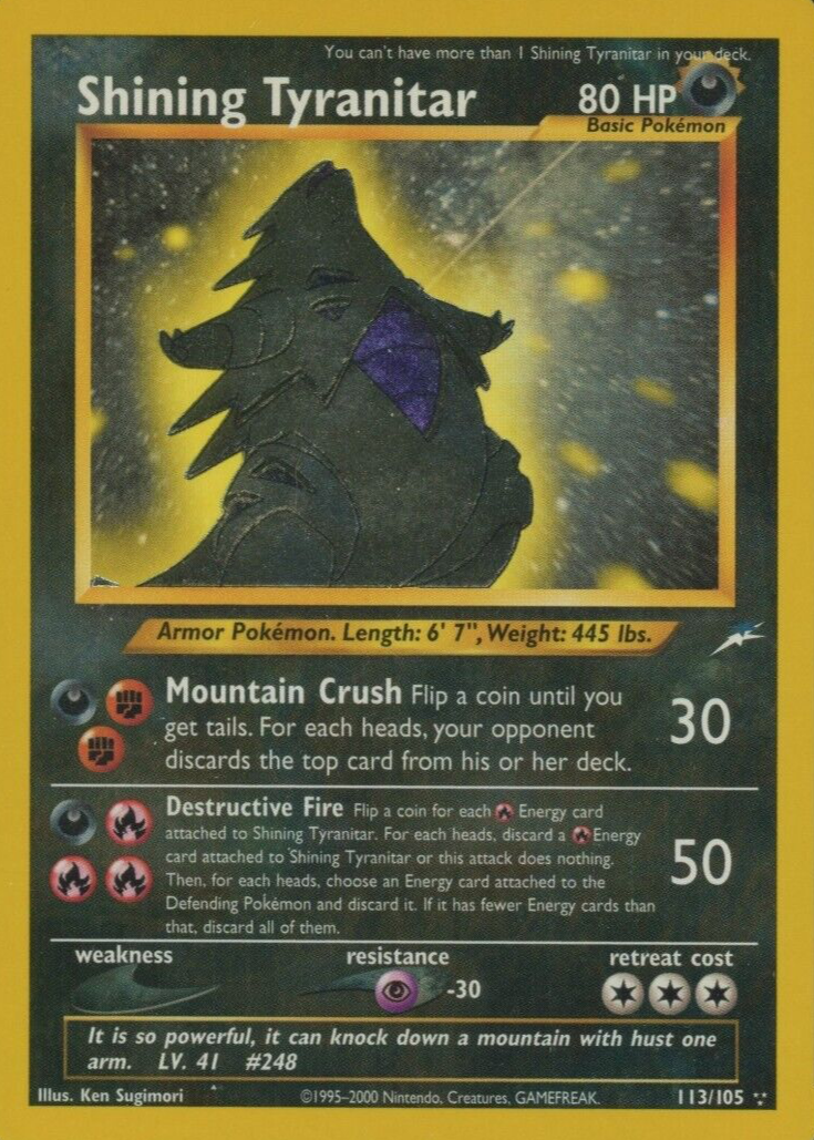 ポケモンカード　Shining Tyranitar 113/105 英語版 Pokemon Shining Tyranitar 113/105 1st Edition Neo Destiny