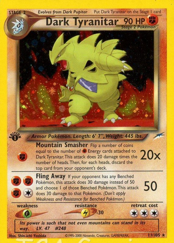 Dark Tyranitar 2002 Neo Destiny #11/105 1st Edition Holo SGC 10 PRISTINE