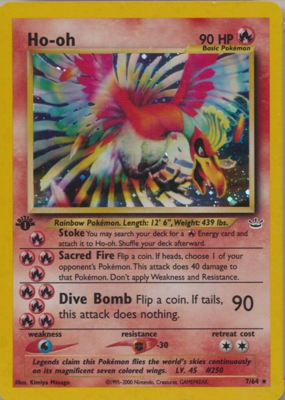 HO-Oh 2001 Neo Revelation #7/64 1st Edition Holo RAW TCG (LIGHTLY PLAYED)