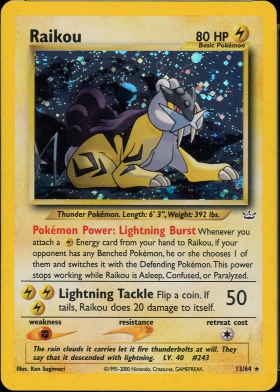 Raikou 2001 Neo Revelation #13/64 Holo PSA 7