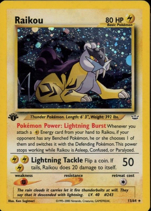 Raikou 2001 Neo Revelation #13/64 1st Edition Holo RAW TCG (HEAVILY PLAYED)