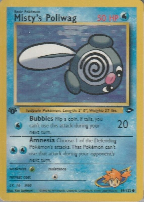 Misty's Poliwag 2000 Gym Challenge #089/132 1st Edition PSA 9