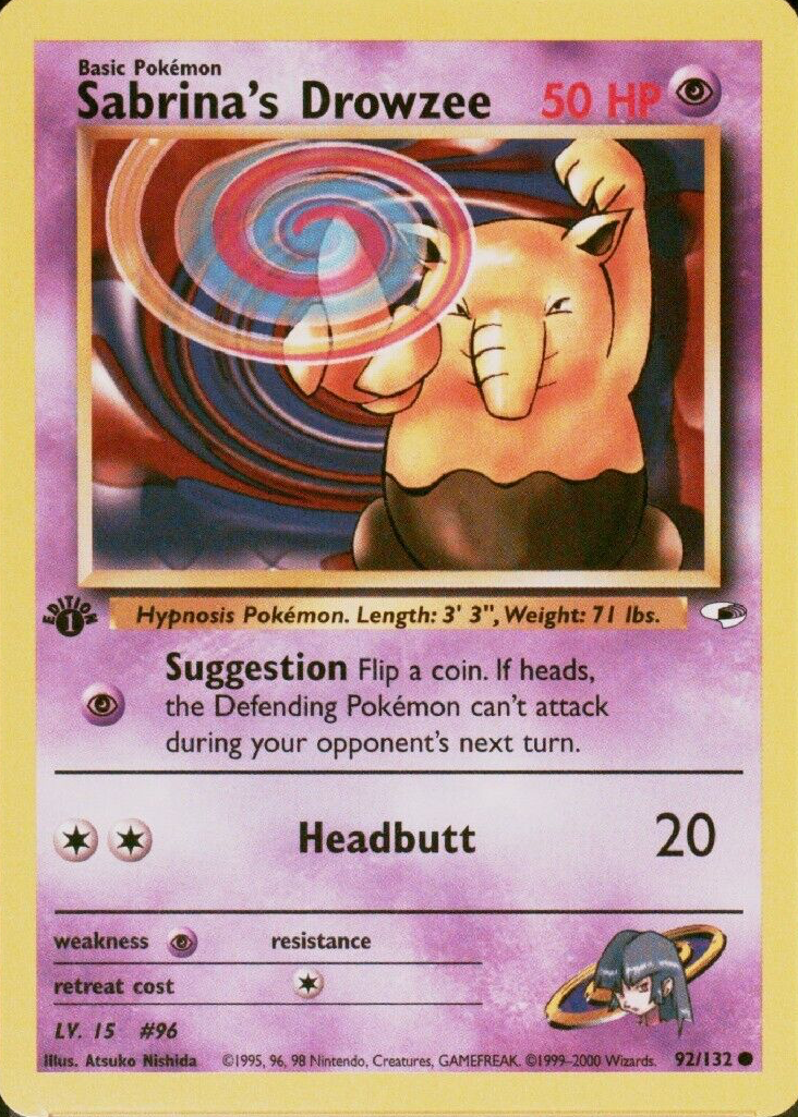 sabrina's drowzee pokemon card value 1st Edition - Gym Challenge Pokmon 95/132 Show that card to your opponent Pokemon 1st Edition Sabrina's Drowzee