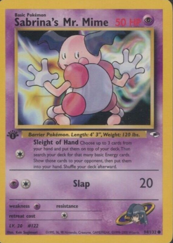 Sabrina's Mr. Mime 2000 Gym Heroes #094/132 1st Edition SGC 10