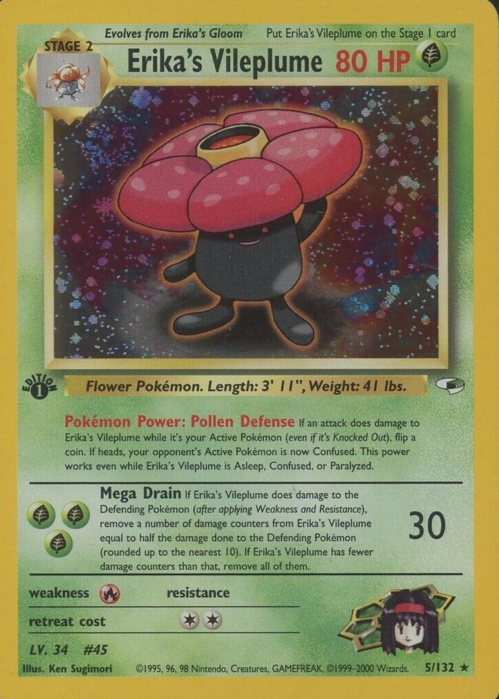 Erika's Vileplume 2000 Gym Heroes #005/132 1st Edition Holo Price