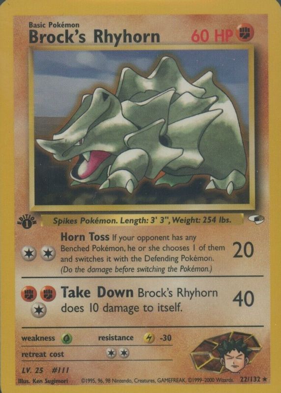 Brock's Rhyhorn 2000 Gym Heroes #022/132 1st Edition PSA 9