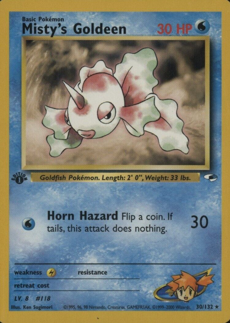 1995 goldeen pokemon card 118 Topsun Nintendo Japanese Green Back F617  Pokemarket Japan 10 Flip 2 coins Misty's Goldeen 2000 Gym Heroes