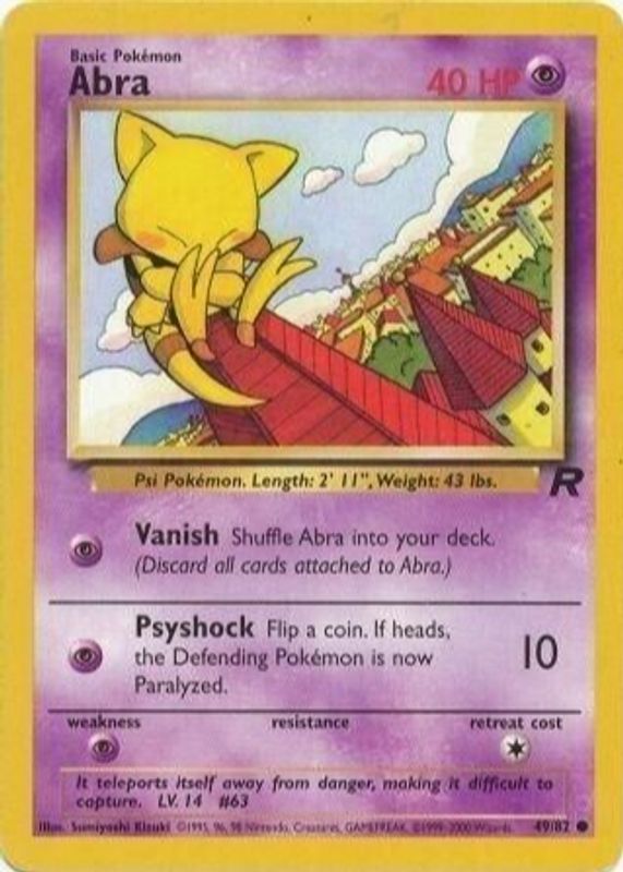 Abra 2000 Team Rocket #49/82 Unlimited RAW TCG (NEAR MINT)