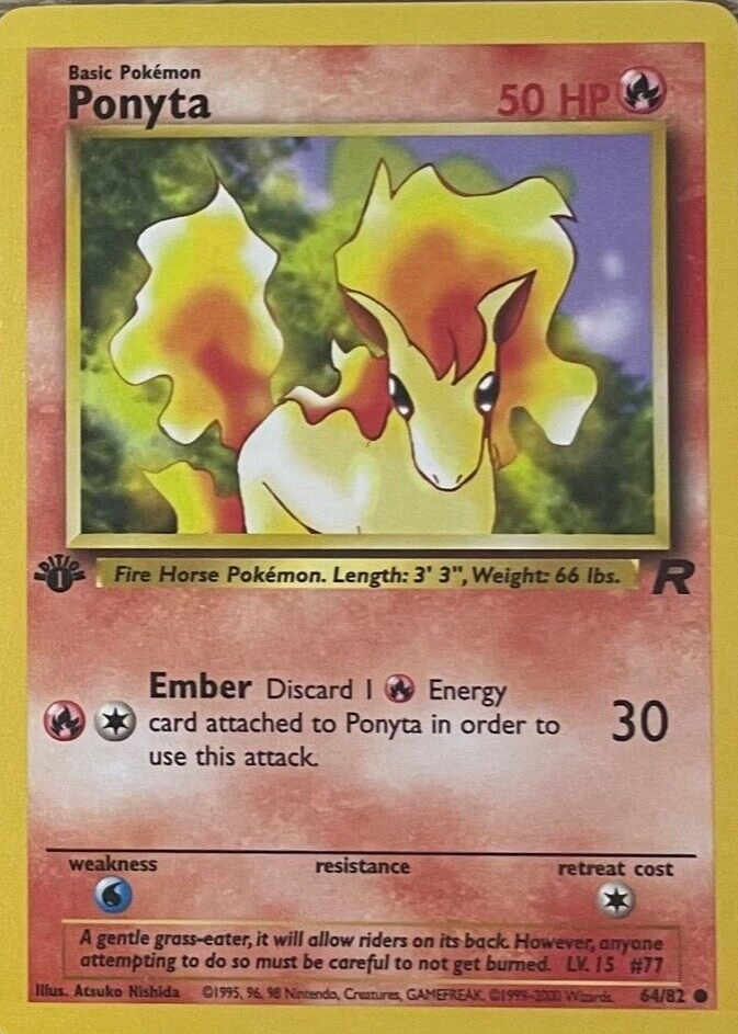 ponyta pokemon card value Ponyta 2000 Team Rocket #64/82 1st Edition Price Guide