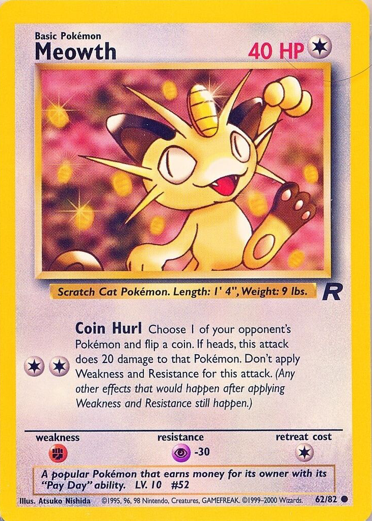 Meowth 2000 Team Rocket #62/82 Unlimited Price Guide - Sports Card Investor