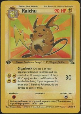 ポケモン - Raichu ライチュウ 1ED 1st Edition 14/62 英語版 ⚡️Raichu 1st Edition 14/62 Rare Holographic Pokemon Card