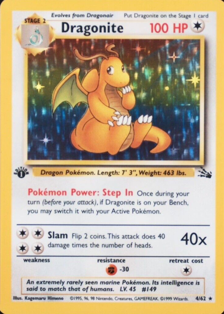 ポケモン - カイリュー Dragonite 1ED 1st Edition 英語版 4/62 Dragonite 1999 Fossil #04/62 1st Edition Holo Price Guide
