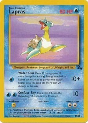 Lapras 1997 Japanese Mystery of the Fossils #131 Holo Price