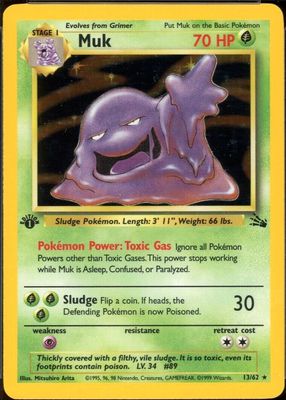 1999 Fossil #13/62 1st Edition Holo