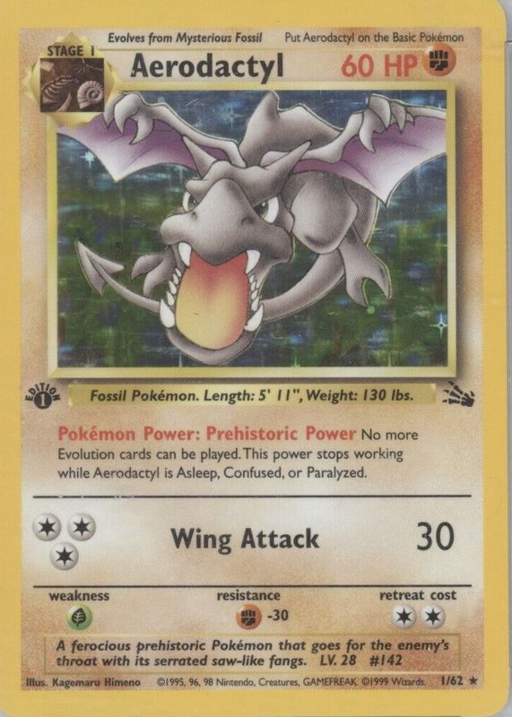 Aerodactyl 1999 Fossil #01/62 1st Edition Holo SGC 9.5