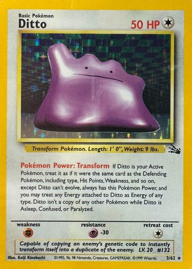 Ditto 1999 Fossil #03/62 Unlimited Holo Price Guide - Sports Card
