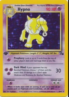 1999 Fossil #08/62 1st Edition Holo