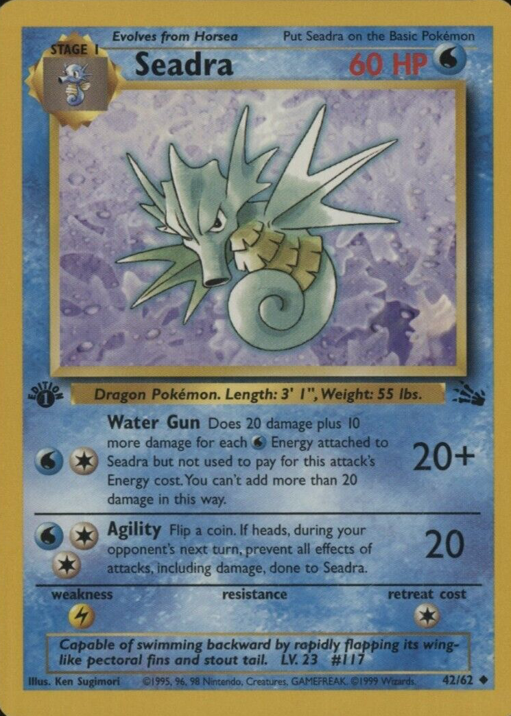 Seadra 1999 Fossil #42/62 1st Edition Price Guide - Sports Card Investor