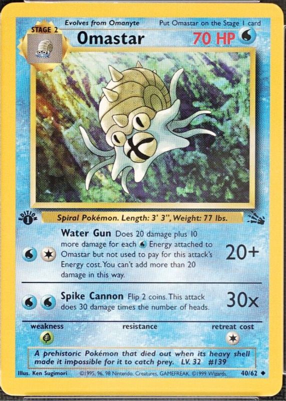 Omastar 1999 Fossil #40/62 1st Edition SGC 9