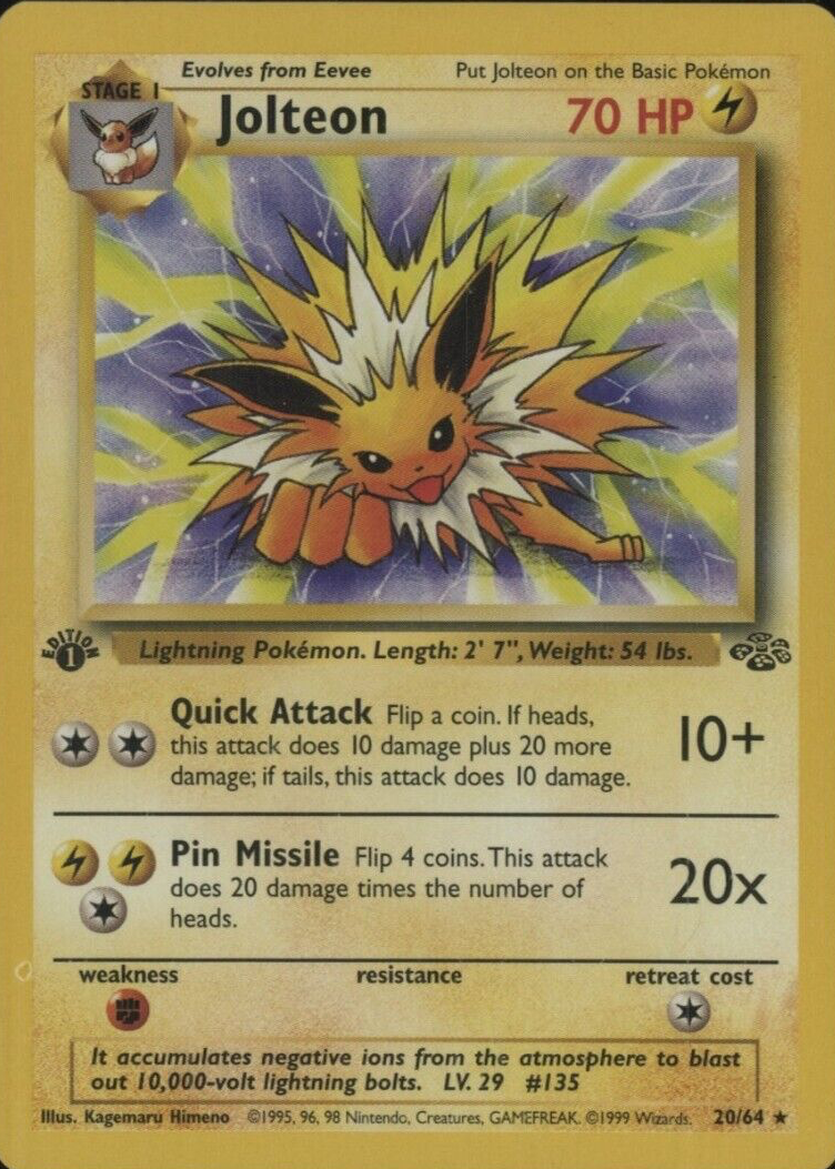 ポケモン - Jolteon サンダース 1ED 1st Edition 4/64 英語版 ポケモン - Jolteon サンダース 1ED 1st Edition 4/64 英語版