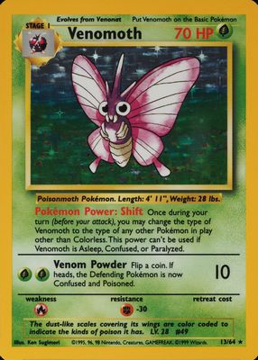【お試し価格！】 Venomoth 1999 Guide Price Holo Edition 1st #13/64 Jungle ポケモンカードゲーム