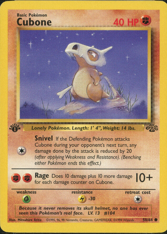 Cubone 1999 Jungle #50/64 1st Edition Price Guide - Sports