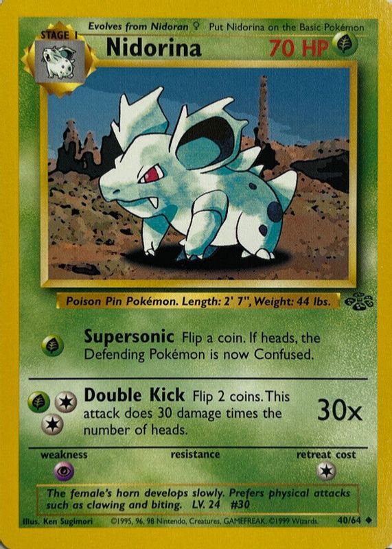 Nidorina 1999 Jungle #40/64 Unlimited RAW TCG (NEAR MINT)