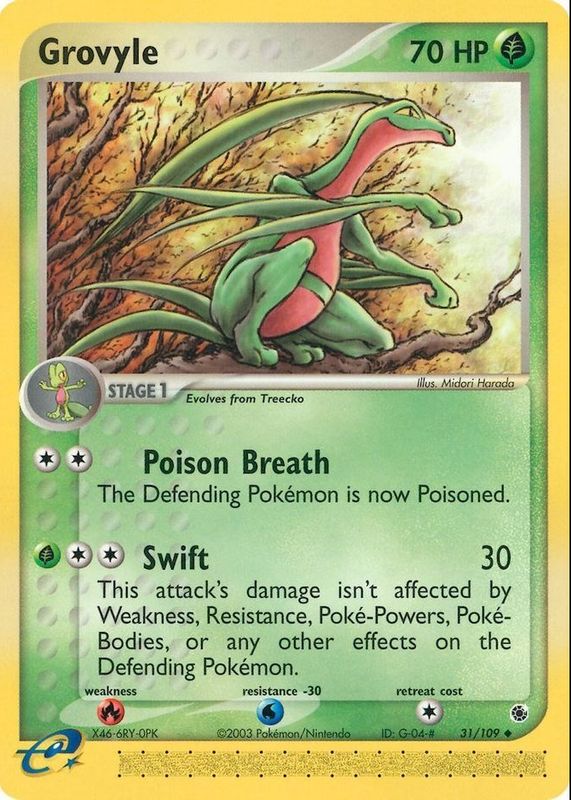 Grovyle 2003 EX: Ruby & Sapphire #031/109 Reverse Holo PSA 10