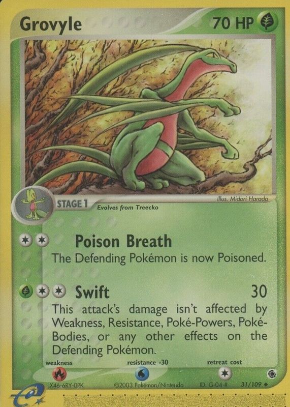 Grovyle 2003 EX: Ruby & Sapphire #031/109 Base PSA 10