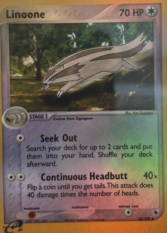 Linoone 2003 EX: Ruby & Sapphire #038/109 Reverse Holo RAW TCG (NEAR MINT)