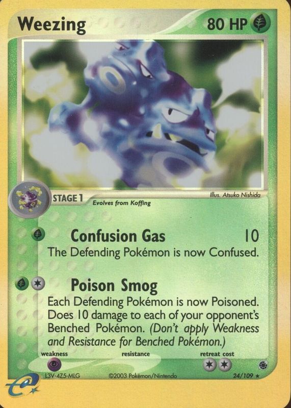 Weezing 2003 EX: Ruby & Sapphire #024/109 Reverse Holo RAW TCG (NEAR MINT)