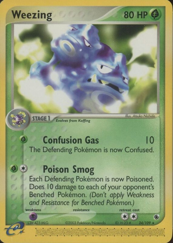 Weezing 2003 EX: Ruby & Sapphire #024/109 Base PSA 10