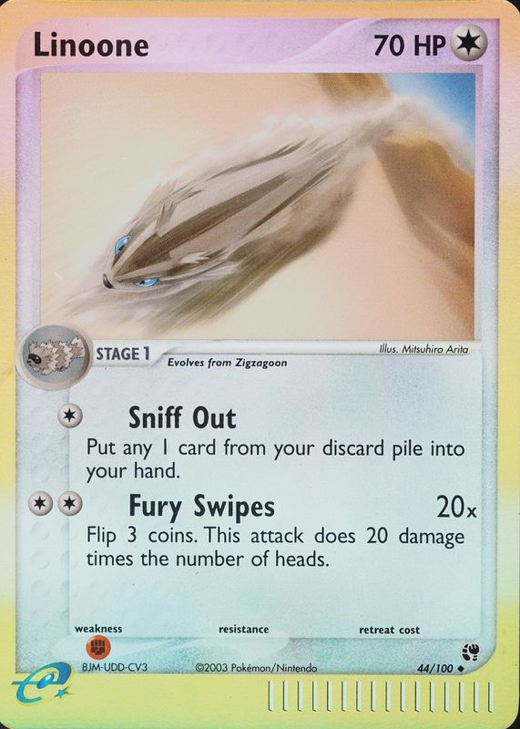 Linoone 2003 EX: Sandstorm #044/100 Reverse Holo PSA 10