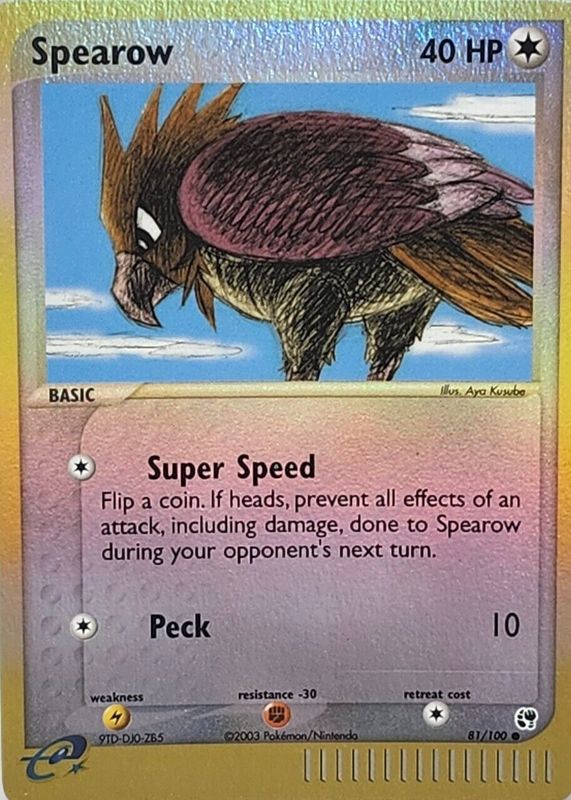 Spearow 2003 EX: Sandstorm #081/100 Reverse Holo PSA 9