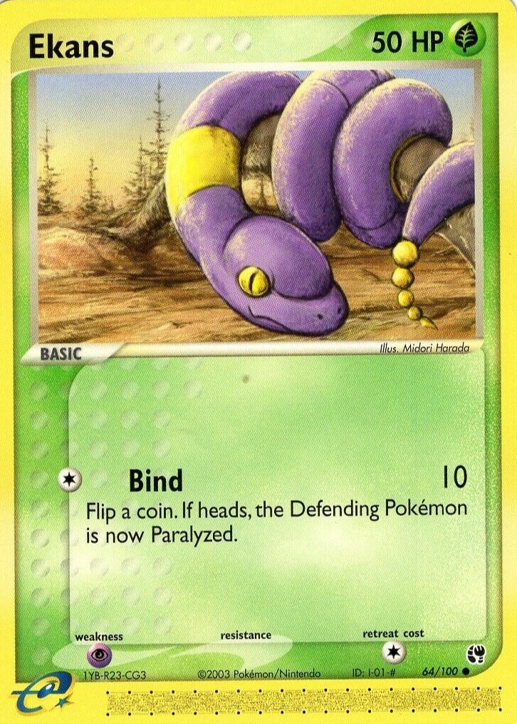 1995 ekans pokemon card value 64/100 - ex Sandstorm Colorless Artist Ekans Pokemon Cards Price Guide