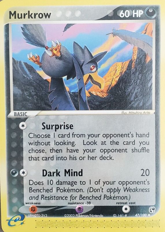 Murkrow 2003 EX: Sandstorm #047/100 Base PSA 10