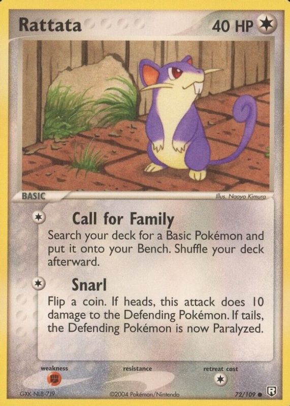 Rattata 2004 EX: Team Rocket Returns #072/109 Base PSA 9