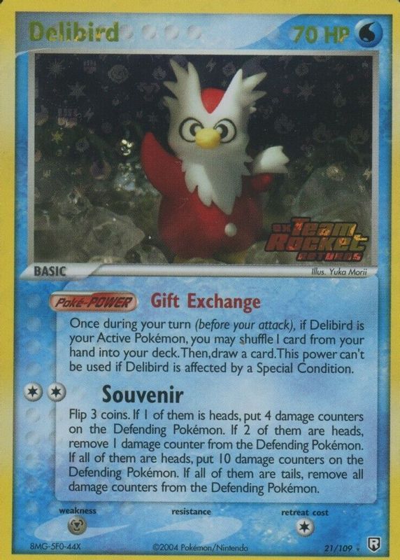 Delibird 2004 EX: Team Rocket Returns #021/109 Reverse Holo PSA 9