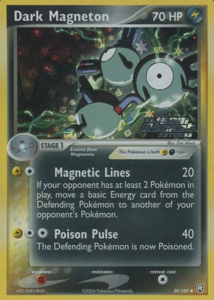dark magneton pokemon card value Pokemon Card Dark Magneton Lv.26 No.082 Old Back Nintendo EX-VG Japane main image 1