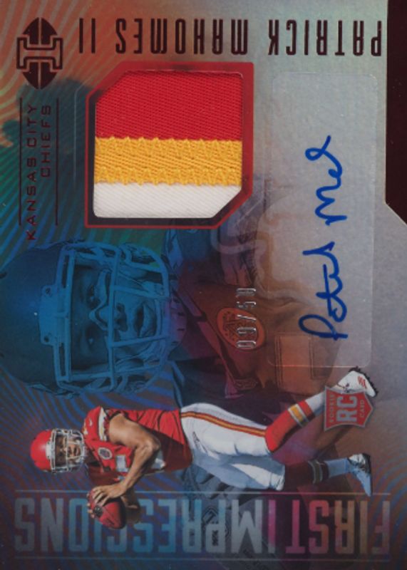 Patrick Mahomes II 2017 Illusions #107 First Impressions Memorabilia Autographs - Red /50 Rookie SGC 10