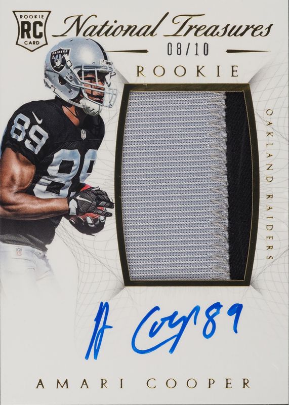 Amari Cooper 2015 National Treasures #126 Rookie Patch Auto - Gold /10 RAW