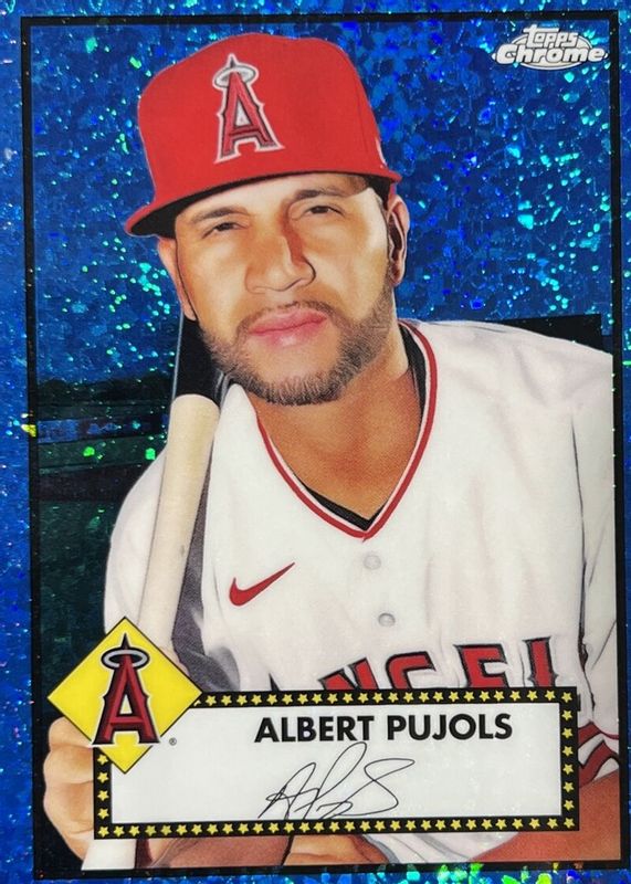 Albert Pujols 2021 Topps Chrome Platinum Anniversary #191 Blue Mini-Diamond Refractor /199 PSA 10