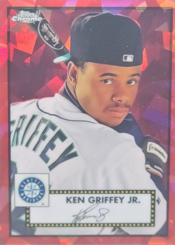 Ken Griffey Jr. 2021 Topps Chrome Platinum Anniversary #493 Red Atomic Refractor /100 PSA 10