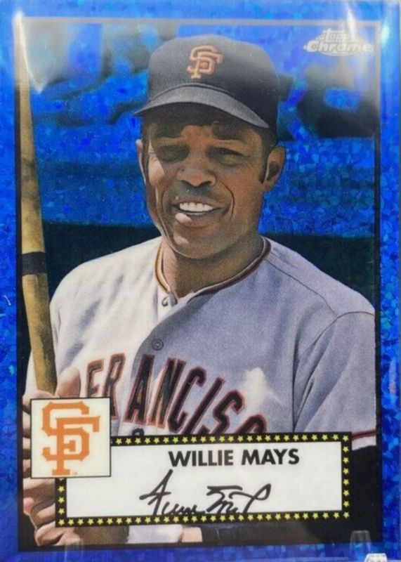 Willie Mays 2021 Topps Chrome Platinum Anniversary #618 Blue Mini-Diamond Refractor /199 PSA 10