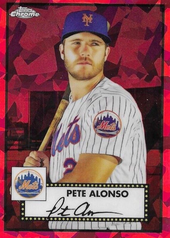 Pete Alonso 2021 Topps Chrome Platinum Anniversary #143 Red Atomic Refractor /100 PSA 10