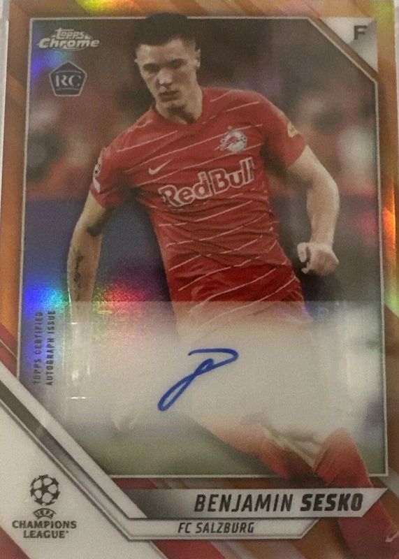 Benjamin Sesko 2021 Topps Chrome UEFA Champions League #CA-BE Autographs Rookie BGS 10 PRISTINE