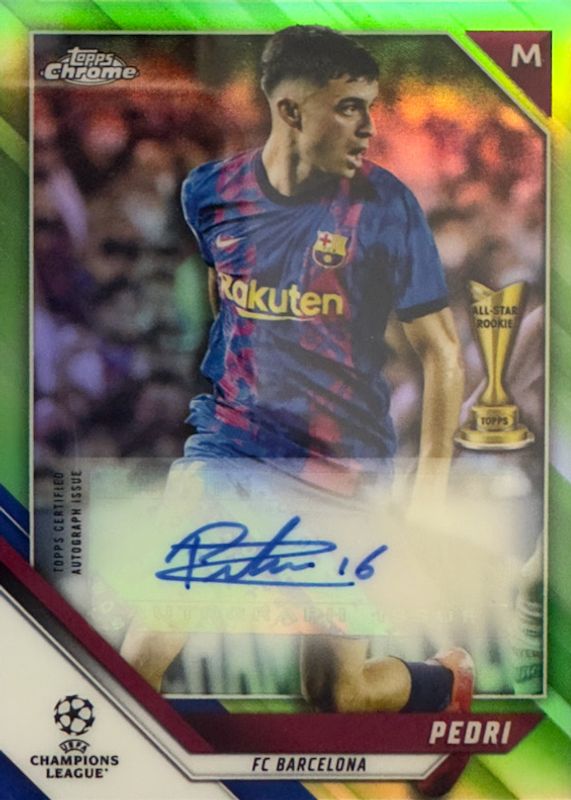 Pedri 2021 Topps Chrome UEFA Champions League #CA-P Autographs - Neon Green Refractor /99 BGS 10 PRISTINE