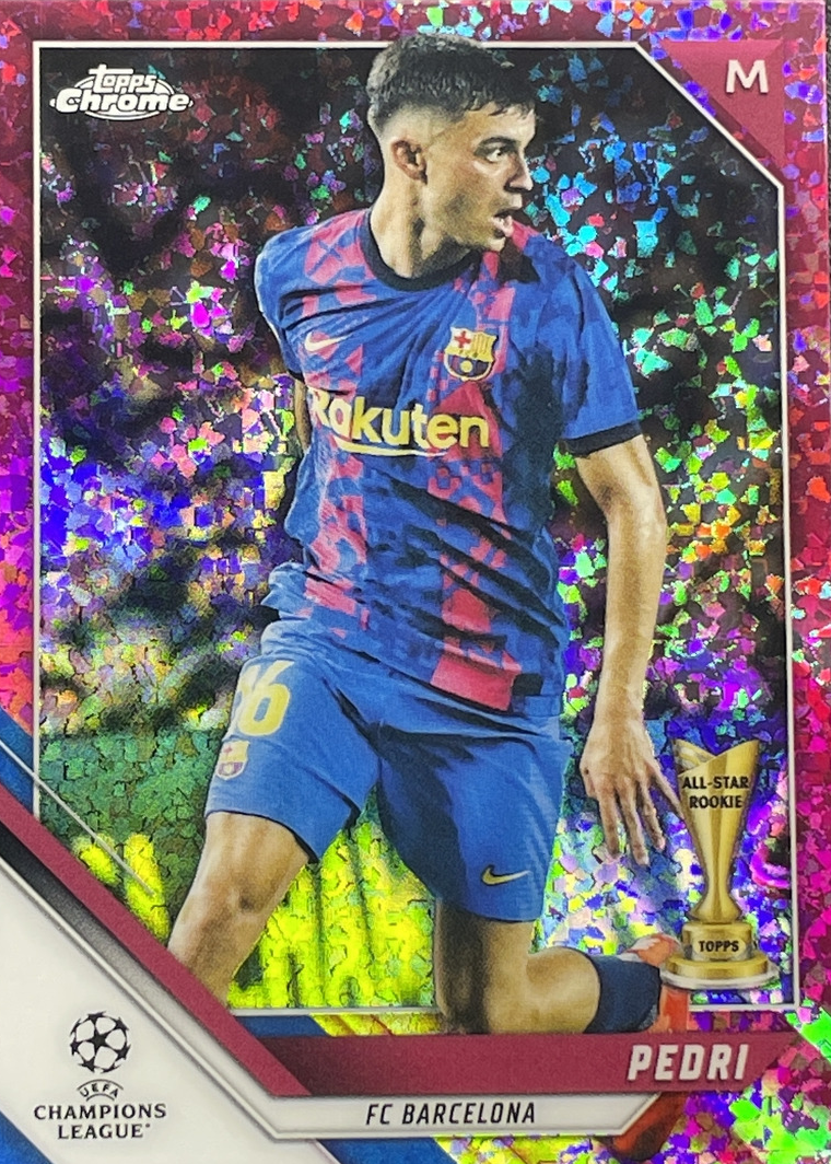 Pedri 2021 Topps Chrome UEFA Champions League #89 Pink Mini