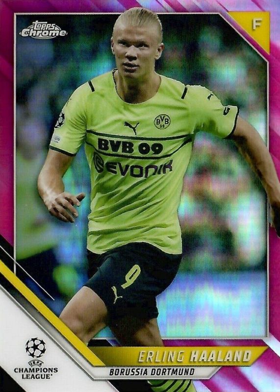 Erling Haaland 2021 Topps Chrome UEFA Champions League #200 Pink Refractor /175 RAW