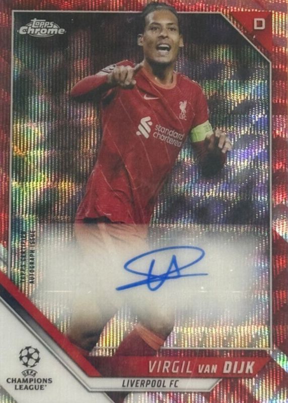 Virgil van Dijk 2021 Topps Chrome UEFA Champions League #CA-VD Autographs - Red Wave Refractor /5 RAW